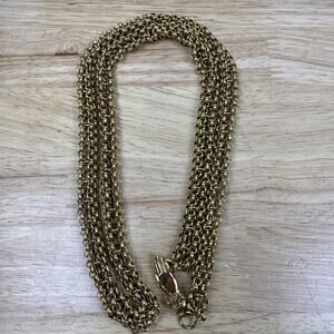 Vintage Figural Hand Clasp Rolo Chain Necklace Chunky Statement Piece 31” RARE